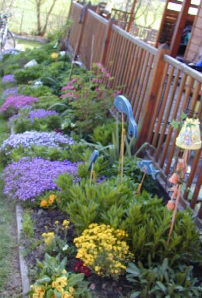 Blumenbeet vorm Gartenhaus