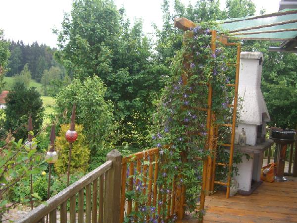 Gartenhausaufgang mit Grillecke